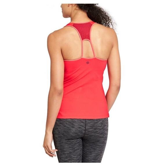 Athleta Top Women's Small Orange Workout Tank Activewear Mesh Back Cut Out - Picture 4 of 8